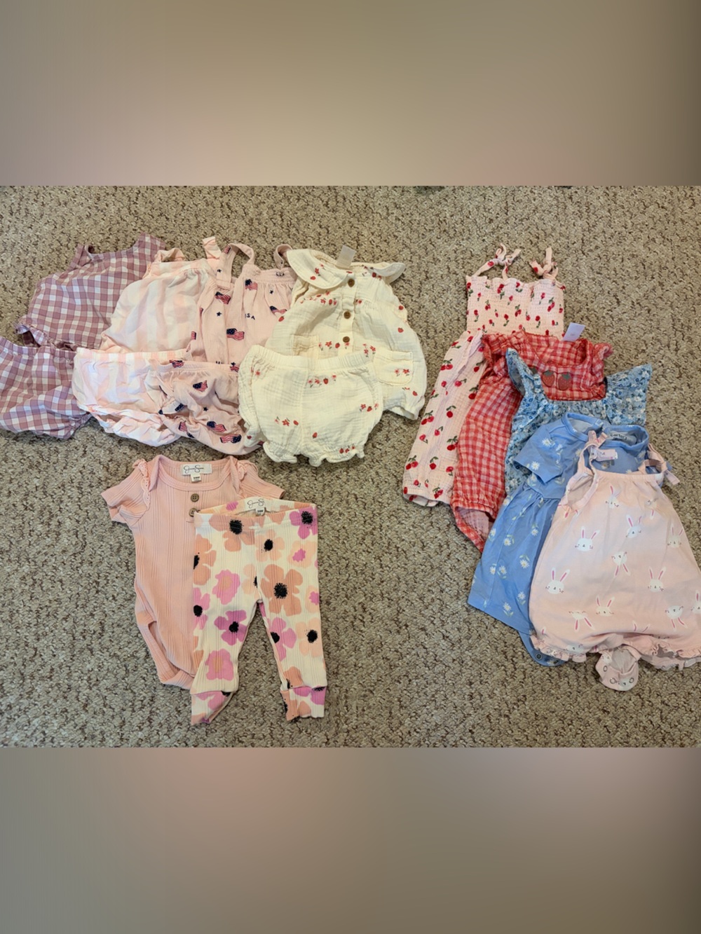 Size 3-6 month lot of baby girl outfits - rompers, dresses, sets